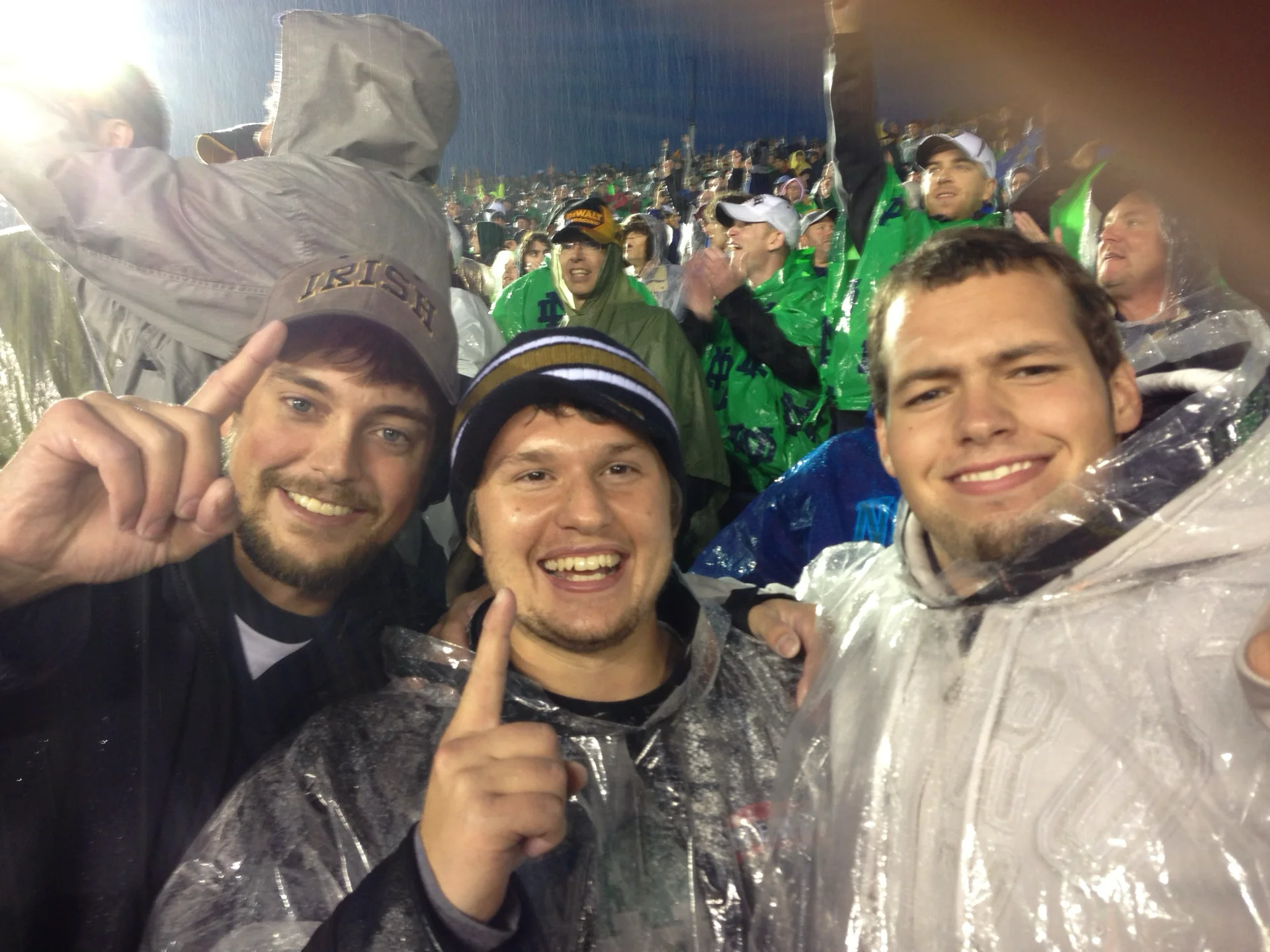 Irish Sports Talk hosts at Notre Dame football game in the rain